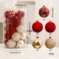 Set of 25 red and gold Christmas ball ornaments with flocked and glitter finishes - 6cm (25 Pcs) / Burgundy Champagne Gold