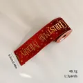 Red velvet Christmas ribbon with gold Merry Christmas print, 2.48 inch wide, 3 yards long - 6.3cm (3 Yards/Roll) / Burgundy Gold Stamped Letters