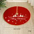 Rode kerstboomrok met witte rendier- en sneeuwvlokpatronen 98cm diameter - Rode Kerstboom Patroon / 98CM