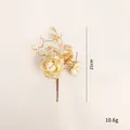 Rosa artificiale oro champagne per decorazione natalizia, altezza 21cm, peso 10,6g - Rosa Glitter Oro Champagne
