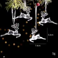 Elegantes adornos navideños de reno en PC cristal para la decoración del árbol festivo - Ciervo 3D / Juego de 4