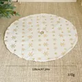 Grote witte kerstboomrok van 120 cm met elegante goudkleurige sneeuwvlok borduursels - White Snowflake Large / 120cm