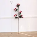 Ramo di bacche rosse artificiali con effetto neve per decorazione Natale, 45cm - Frutto Rosso con Piccole Foglie Verdi
