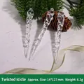 Clear acrylic twisted icicle hanging ornament for Christmas tree decor, 14x127mm - Large Clear Style (lj-786867) / 14*127mm