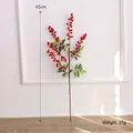 Ramo di bacche rosse artificiali da 65 cm con foglie verdi per decoro Natale, 37g - Foglie di Zucca con Bacche Rosse
