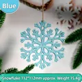 Pendentif flocon de neige bleu transparent pour sapin de Noël, décoration en acrylique - Bleu Éclatant