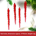 Red acrylic spiral icicle hanging ornament for Christmas tree decoration, 10x95mm - Red Style (lj-786867)