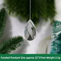 Pendente a goccia sfaccettata in acrilico trasparente per albero di Natale, 22x37mm - Goccia d'Acqua a Griglia / 22x37mm