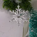 Elegante fiocco di neve in acrilico trasparente per albero di Natale, misura 73x73 mm - Fiocco di Neve Cappello di Babbo Natale / 73x73mm