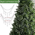Double-layer transparent acrylic crystal bead garland with maple leaf pendants for tree - Maple Leaf Pendant Style / Single Pair