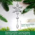 Heldere acryl sneeuwvlok kerstornament met gefacetteerde druppelkraal decoratie - Grote Ruit-Sneeuwvlok + Octagonale Kraal + Gefacetteerde Kraal
