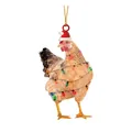 Unique Christmas chicken acrylic flat hanging ornament with Santa hat and lights - White Chicken with Lights Style (02)