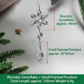 Transparante acryl sneeuwvlok en druppel hanger voor kerstboom ophangen decoratie - Ruit-Sneeuwvlok + Octagonale Kraal + Kleine Puntige Hanger