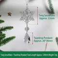 Sprankelende acryl kerst sneeuwvlok hanger met kristallen traan druppel kraal - Tak-Sneeuwvlok + Octagonale Kraal + Netvorm Hanger