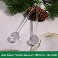 Elegante ciondolo a goccia in acrilico trasparente per albero di Natale e casa - Large brushed water droplets / 25x134mm