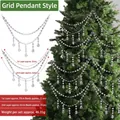 Double-layer clear acrylic bead garland for Christmas tree decoration with teardrop pendants - Grid Pattern / Single Pair