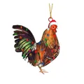 Adorno de gallo navideño de acrílico con gorro de Papá Noel y luces para el árbol. - Estilo Gallina Blanca Realista (05)