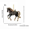 Detailed size view of magnificent galloping horse acrylic ornament with gold accents. - Black & Gold