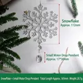 Heldere acryl sneeuwvlok kerstboom decoratie met gefacetteerde kristallen druppel hanger - Sneeuwvlokvel + Octagonale Kraal + Kleine Waterdruppel