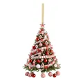 Festlicher Weihnachtsbaum-Acryl-Flachornament mit Zuckerstangen und roten Kugeln - Weihnachtsbaum Deko Stil 02 / 8cm