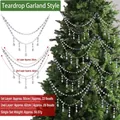 Clear acrylic teardrop crystal bead garland strands for Christmas tree festive decoration - Small Teardrop Style / Single Pair