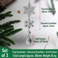 Acryl kerstdecoratieketting met sneeuwvlok en waterdruppel hanger voor de boom - Tak-Sneeuwvlok + Ruit-Sneeuwvlok + Octagonale Kraal + Netvorm Hanger