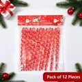 12er-Pack rote spiralförmige Eiszapfen-Weihnachtsanhänger, transparentes Design. - 12 Stück/Packung / Rot