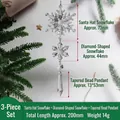 Heldere acryl kerstornament ketting met sneeuwvlokken en druppel hangers voor boom. - Kerstmuts-Sneeuwvlok + Ruit-Sneeuwvlok + Grote Potloodvorm