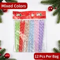 12er-Pack bunte transparente spiralförmige Eiszapfen-Ornamente für Weihnachtsbaum-Deko - 12 Stück/Packung / Mehrfarbig