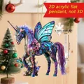 Detalle del colgante de unicornio plano de acrílico 2D con alas de colores y grosor - Unicornio Mariposa