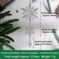 Heldere acryl sneeuwvlok hanger ketting voor kerstboomversiering, lengte 21,5cm - Kerstsneeuwvlok + Tak-Sneeuwvlok + Kleine Puntige Hanger