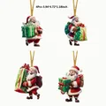 4-teiliges Set Acryl-Weihnachtsmann-Anhänger für den Weihnachtsbaum mit Geschenkboxen - 4-teiliges Set