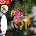 Adorno de caballo de acrílico 2D colorido con patrón de joyas para decoración festiva - Caballo Arcoíris 2
