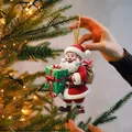 Festive cartoon Santa Claus acrylic ornament hanging on a Christmas tree with warm lights - Style 03 (GJ-295)