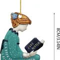 8cm acrylic flat Christmas tree ornament featuring a girl reading Jane Austen book - Jane Austen Girl Style (02款) / Style 02 Reading Girl