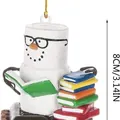 Christmas bookworm snowman acrylic pendant ornament with 8cm height dimension - Reading Snowman Style (03款) / Style 03 Bookworm Snowman
