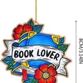 Book lover acrylic Christmas ornament with floral design and 8cm height mark for decor - Floral Book Lover Style (04款) / Style 04 Floral Book Lover