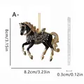 Adorno colgante de acrílico de caballo galopante negro y dorado con dimensiones. - Unicornio Negro