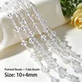 Clear acrylic bead chain with diamond and tube beads for wedding DIY decorations - Pointed Tube Bead Chain / 10+4mm (250g/Approx. 10m) / Clear