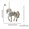 Exquisito adorno colgante de acrílico de caballo galopante en blanco y oro con cristales - Caballo Blanco