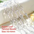 Transparent maple leaf acrylic bead chain for wedding decor and DIY crafts 16mm - Maple Leaf Twisted Bead Chain / 16+4mm (250g/Approx. 13m) / Clear