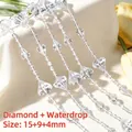 Transparent acrylic bead chain with diamond and teardrop shapes for wedding DIY decor - Diamond and Teardrop Style / 250g Pack (Approx. 10m) / Clear