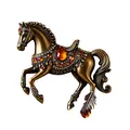 Exquisito colgante de caballo de acrílico dorado con piedras de ámbar para mochilas - Caballo de Cobre 1