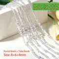 Transparent acrylic bead chain with 8+6+4mm tube and round beads for DIY wedding decor - Cylinder Tube Style / 250g Pack (Approx. 17m) / Clear