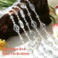 Transparent acrylic diamond bead chain for wedding DIY decor 14+8+4mm - Rhombus 8+4 Style / 250g Pack (Approx. 9m) / Clear