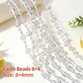 Elegant clear acrylic bead chain featuring 8mm and 4mm beads for DIY wedding decor - Round Beads (8+4mm) / 250g (Approx. 14m) / Clear