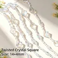 Transparent square twisted acrylic bead chain for wedding DIY crafts, size 14+4mm - Square Twisted Piece / 250g (Approx. 17m) / Rainbow