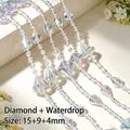 Iridescent acrylic bead chain with diamond and waterdrop shapes for DIY decor - Diamond Teardrop / 250g (Approx. 10m) / Rainbow