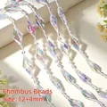 Iridescent acrylic rhombus bead chain for DIY wedding decoration and crafts - Rhombic Square (12+4mm) / 250g Pack / Rainbow