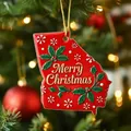 Personalized red Georgia state map Christmas tree ornament with golden Merry Christmas. - Georgia